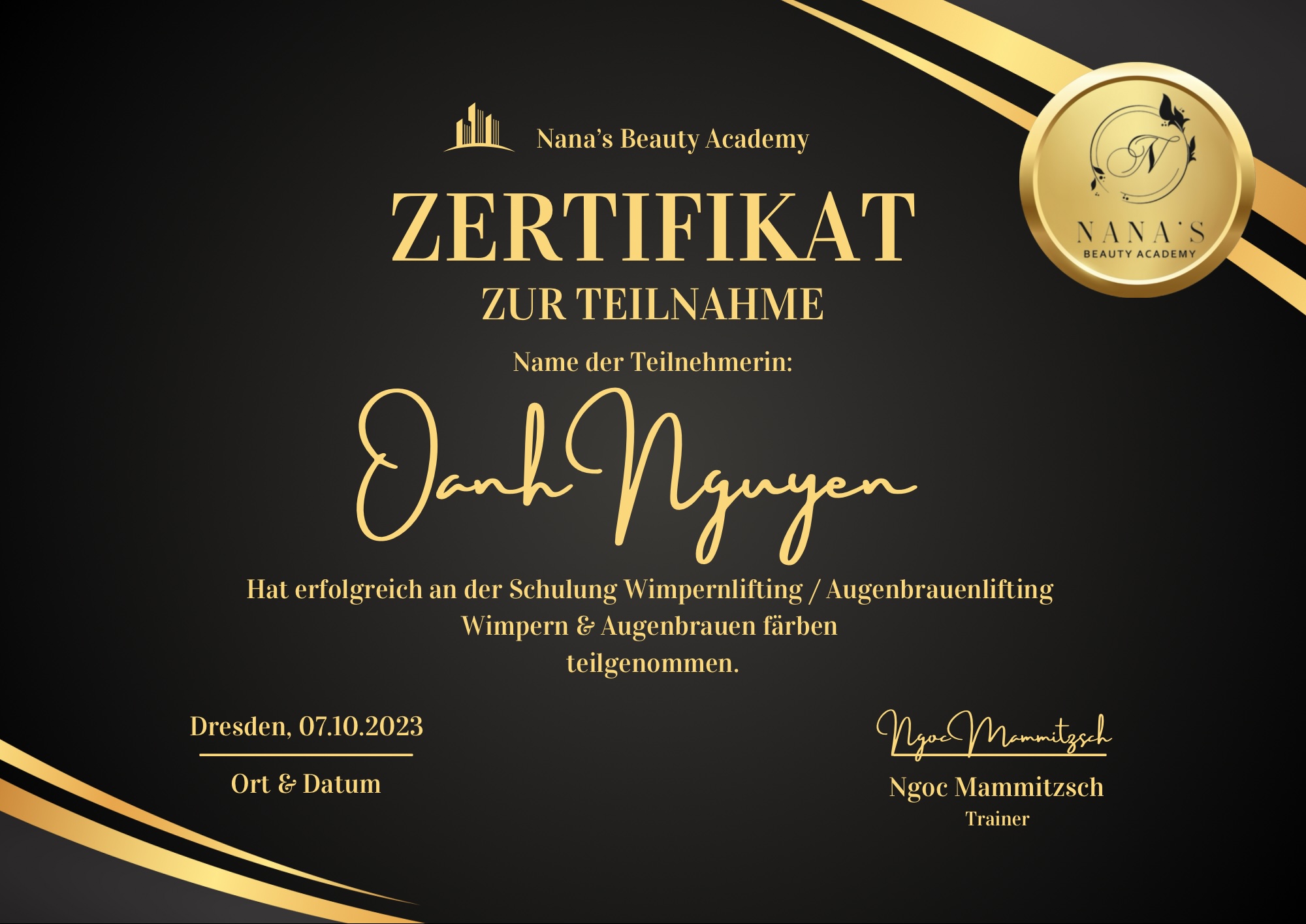 Wimpern & Augenbrauenlifting Zertifikat